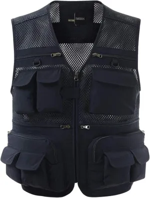 Lentta Men's Fishing Vest Summer Outdoor Lightweight Work Photo Vest 16 Pockets