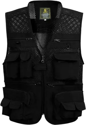 Lentta Men's Fishing Vest Summer Outdoor Lightweight Work Photo Vest 16 Pockets