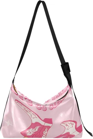 Let's Go Girls Hobo Crossbody Bags for Women Leather Large Shoulder Bag Cross Body Cowboy Boots Trendy Womens Tote Bags Handbag for Travel Shopping