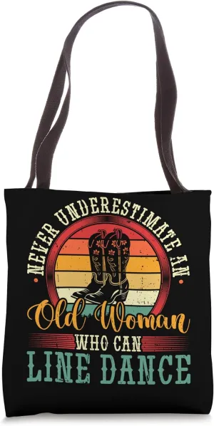 Line Dancing Old Woman Country Western Vintage Line Dance Tote Bag