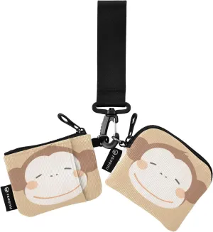linqin Cute Monkey Face Dual Wristlet Wallets for Women Compact Size Wristlet Wallet Key Holder with Zipper Pocket for Women Men 2 Packs