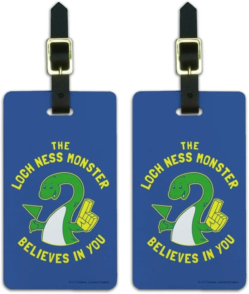 Loch Ness Monster Believes in You Funny Luggage ID Tags Cards Set of 2