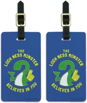 Loch Ness Monster Believes in You Funny Luggage ID Tags Cards Set of 2
