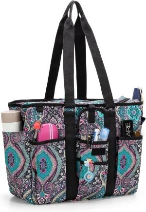 LoDrid Teacher Tote with Padded Bottom, Large Utility Bag for Work