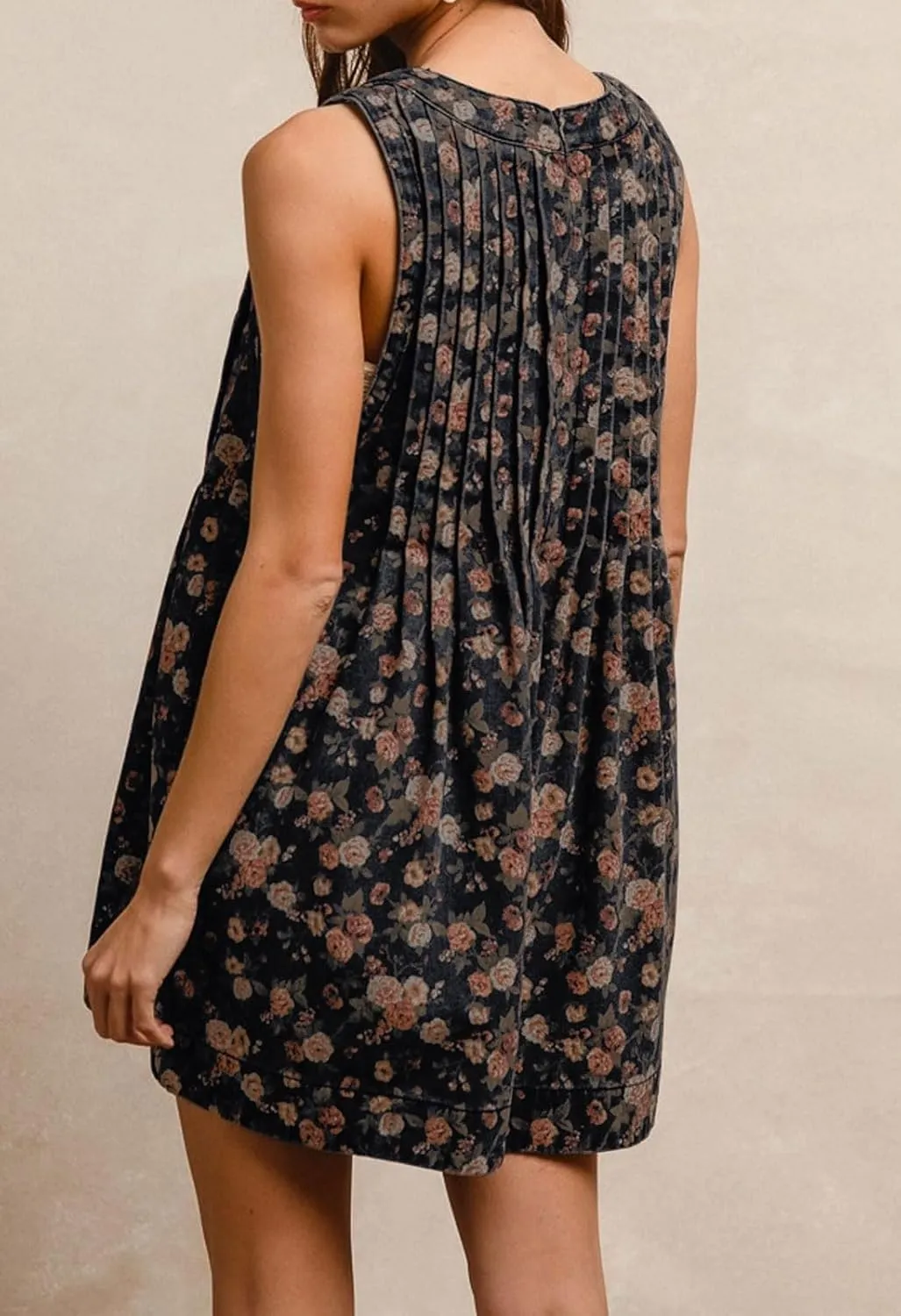 loveimgs Women Sleeveless Floral Print Denim Romper Shorts Ruffle Jean Overall Dress Front Tie Flowy Jumpsuit Summer 2025