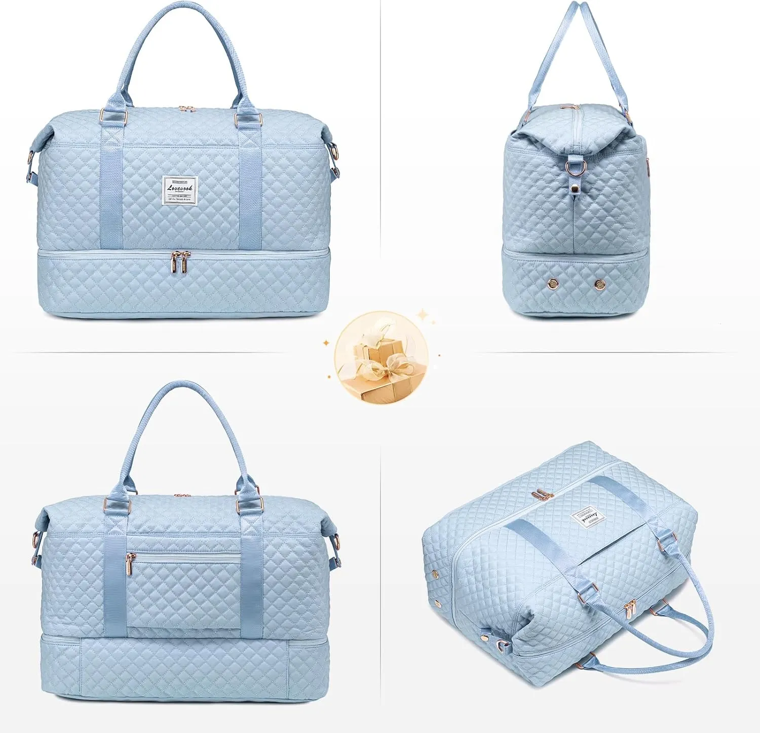 LOVEVOOK Travel Duffle Bag,Weekender Bags for Women with Shoe CompartmentCarry on Overnight Bag with Toiletry Bag,Gym Duffel Bag with Wet Pocket, Hospital Bags for Labor and Delivery