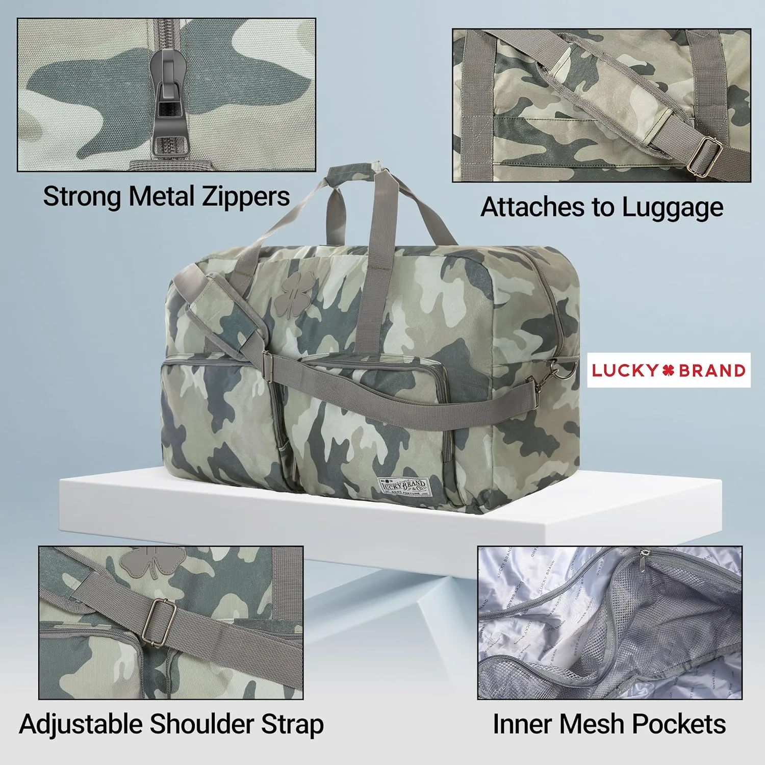 Lucky Travel Duffel Bags 115L, Gym Bag, Travel Bag & Large Duffle Bag for Men, Foldable Overnight Weekender Bags for Women & Men with Adjustable Shoulder Strap, Camo