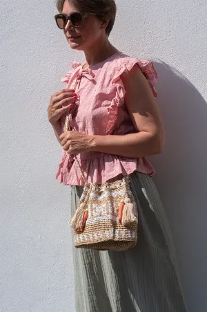 M.A.B.E Pari Raffia Ecru Pouch