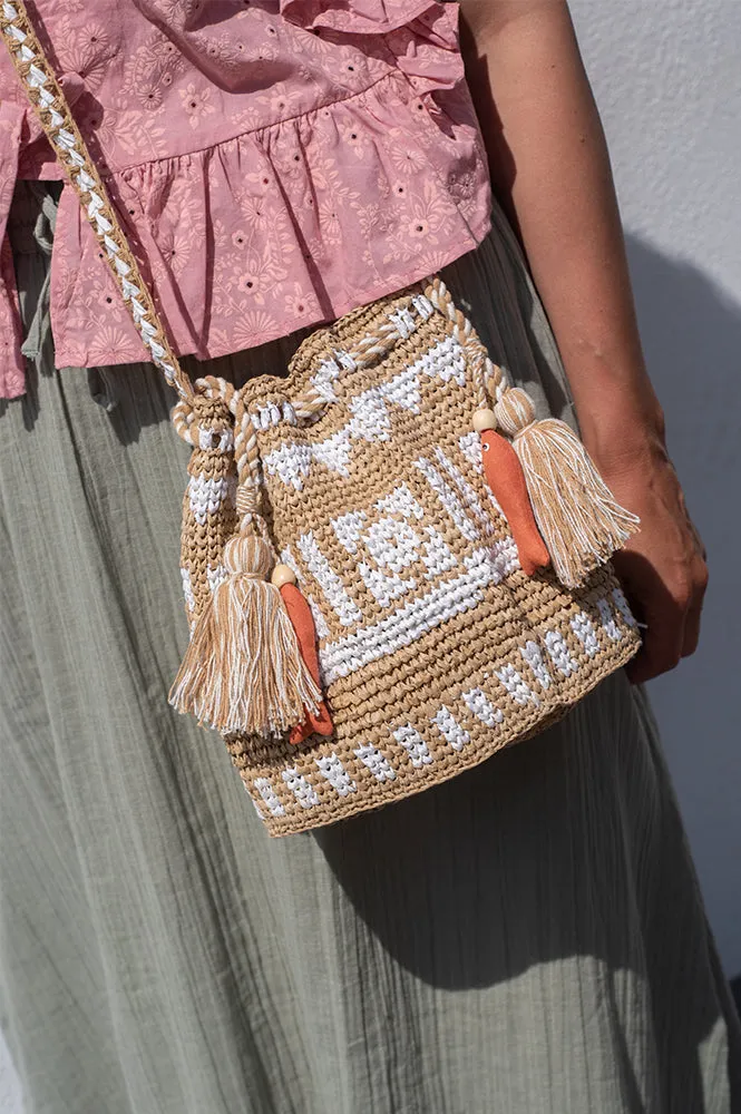 M.A.B.E Pari Raffia Ecru Pouch