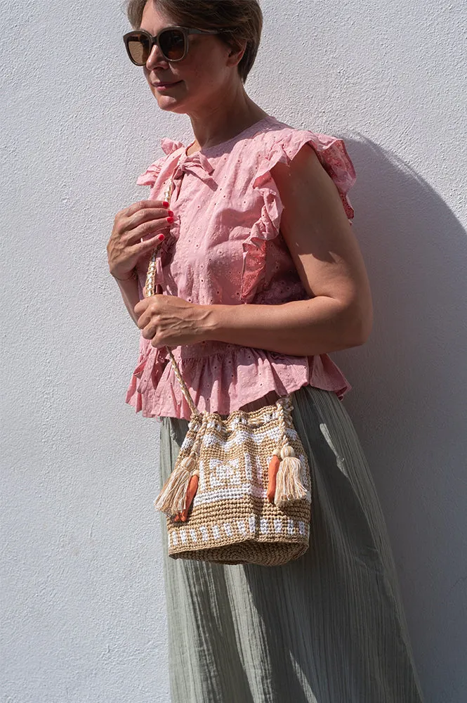 M.A.B.E Pari Raffia Ecru Pouch