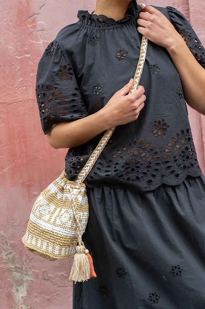 M.A.B.E Pari Raffia Ecru Pouch