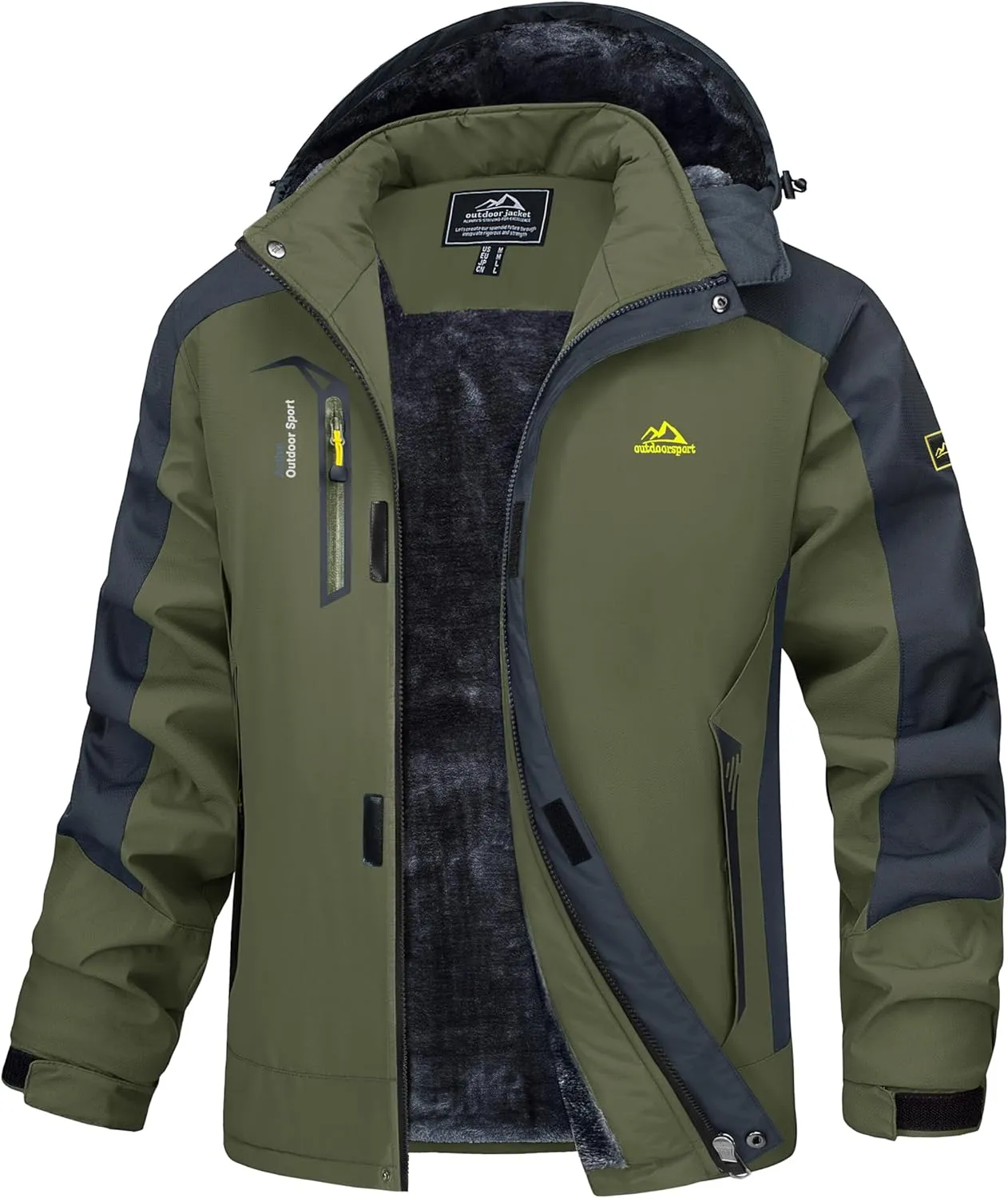 MAGCOMSEN Men's Winter Coats Water Resistant Ski Snow Jacket Warm Fleece Parka Raincoats with Multi-Pockets