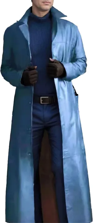 Maiyifu-GJ Mens Retro Faux Leather Trench Coat Full Length Steampunk Long Overcoat Vintage Open Front Cardigan Jacket