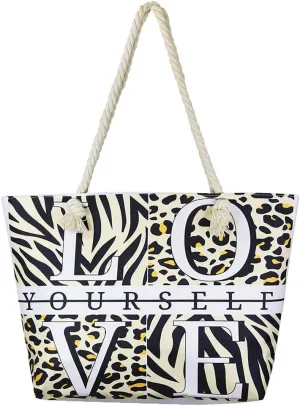 Me Plus Women Summer Large Beach Tote Bag Top Zipper Closure Braided Rope Handles Inner Pocket