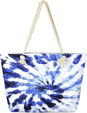 Me Plus Women Summer Large Beach Tote Bag Top Zipper Closure Braided Rope Handles Inner Pocket