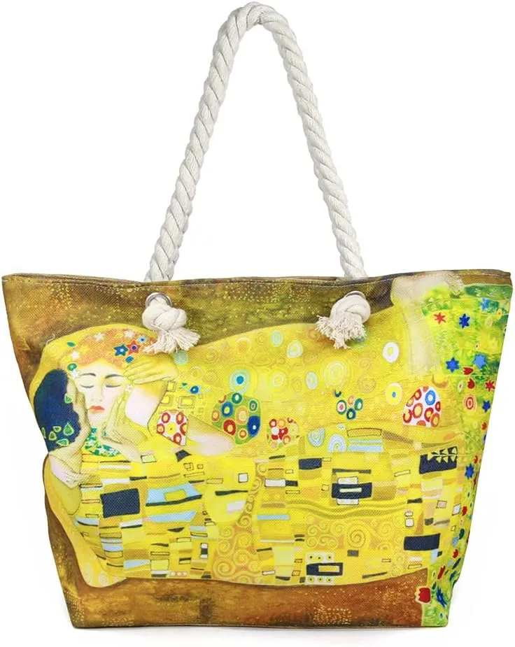 Me Plus Women Summer Large Beach Tote Bag Top Zipper Closure Braided Rope Handles Inner Pocket