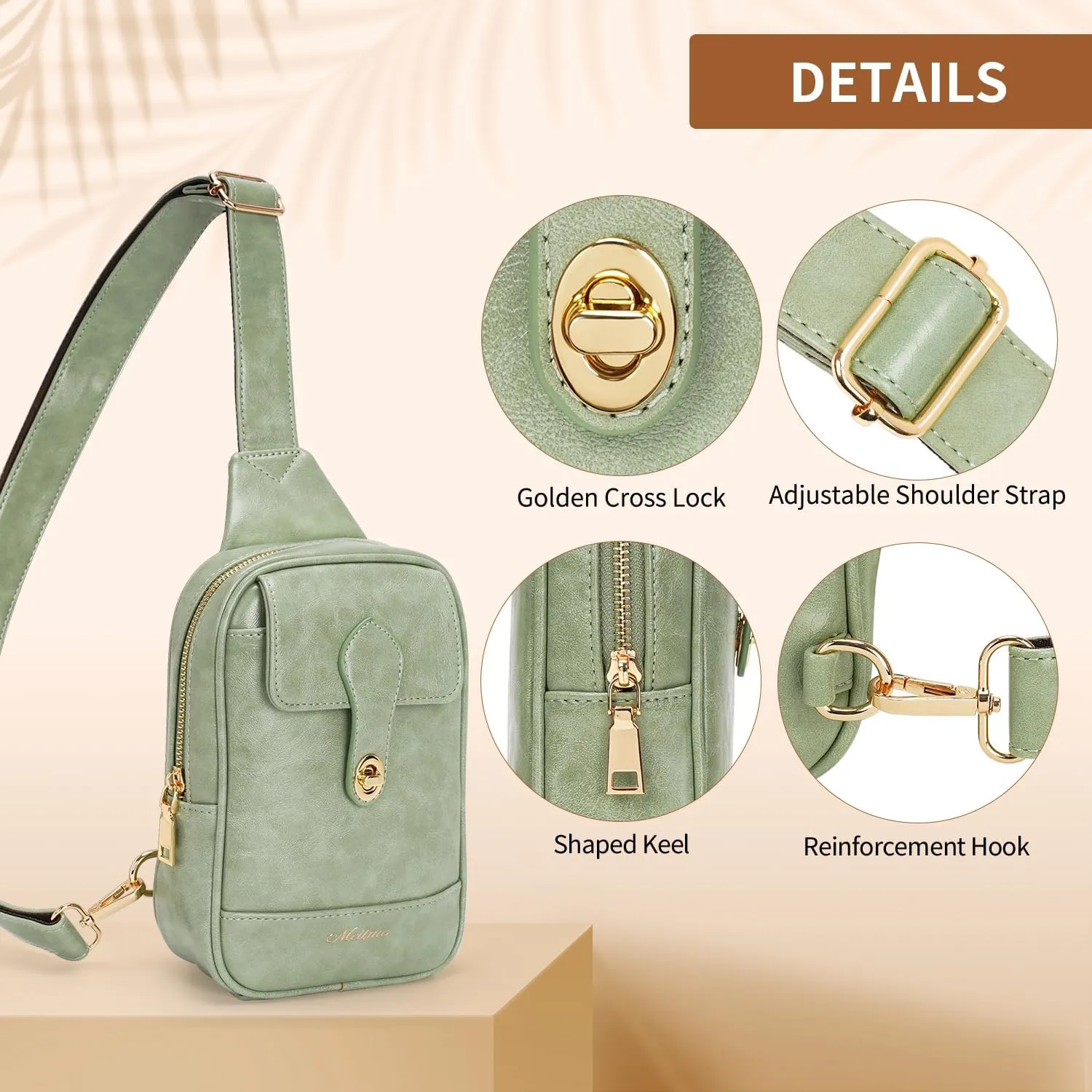 MEITRUE Small Sling Bag for Women Crossbody Bag Vegan Leather Sling Fanny Pack Cell Phone Purse with Adjustable Guitar Strap