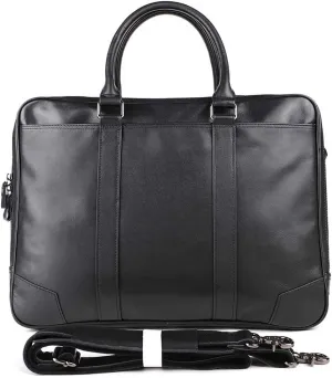 Men Genuine Leather Briefcase Convertible 15. 6 Inch Messenger Bags Handbag Multifunction Business Work Shoulder Bag