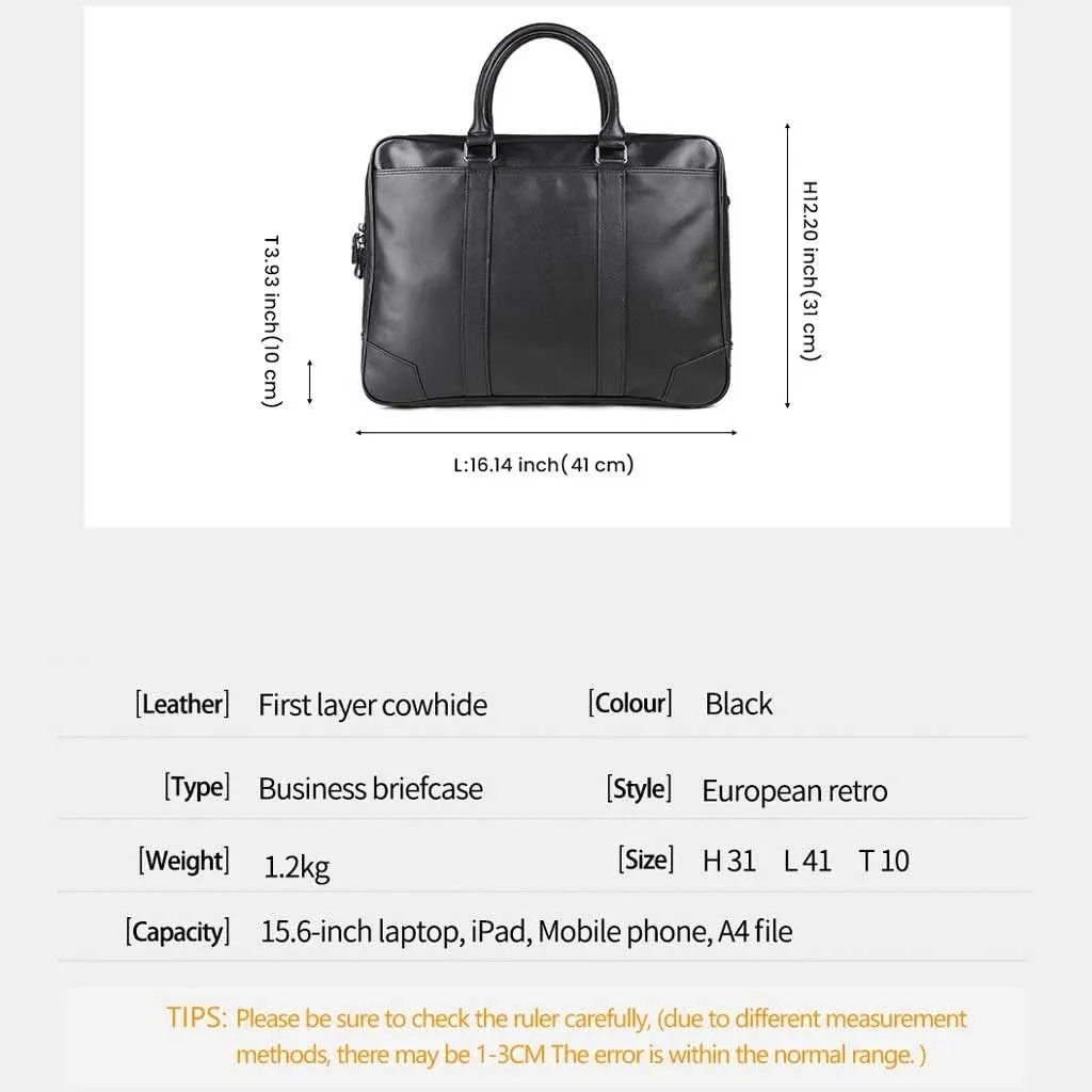 Men Genuine Leather Briefcase Convertible 15. 6 Inch Messenger Bags Handbag Multifunction Business Work Shoulder Bag