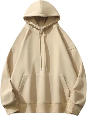 Men's Casual Pullover Hoodie Suede Solid Color Men's Long Sleeved Hooded Hoodie Tops,2024 Tall and Big Mens Sport