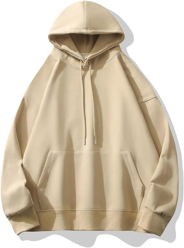 Men's Casual Pullover Hoodie Suede Solid Color Men's Long Sleeved Hooded Hoodie Tops,2024 Tall and Big Mens Sport
