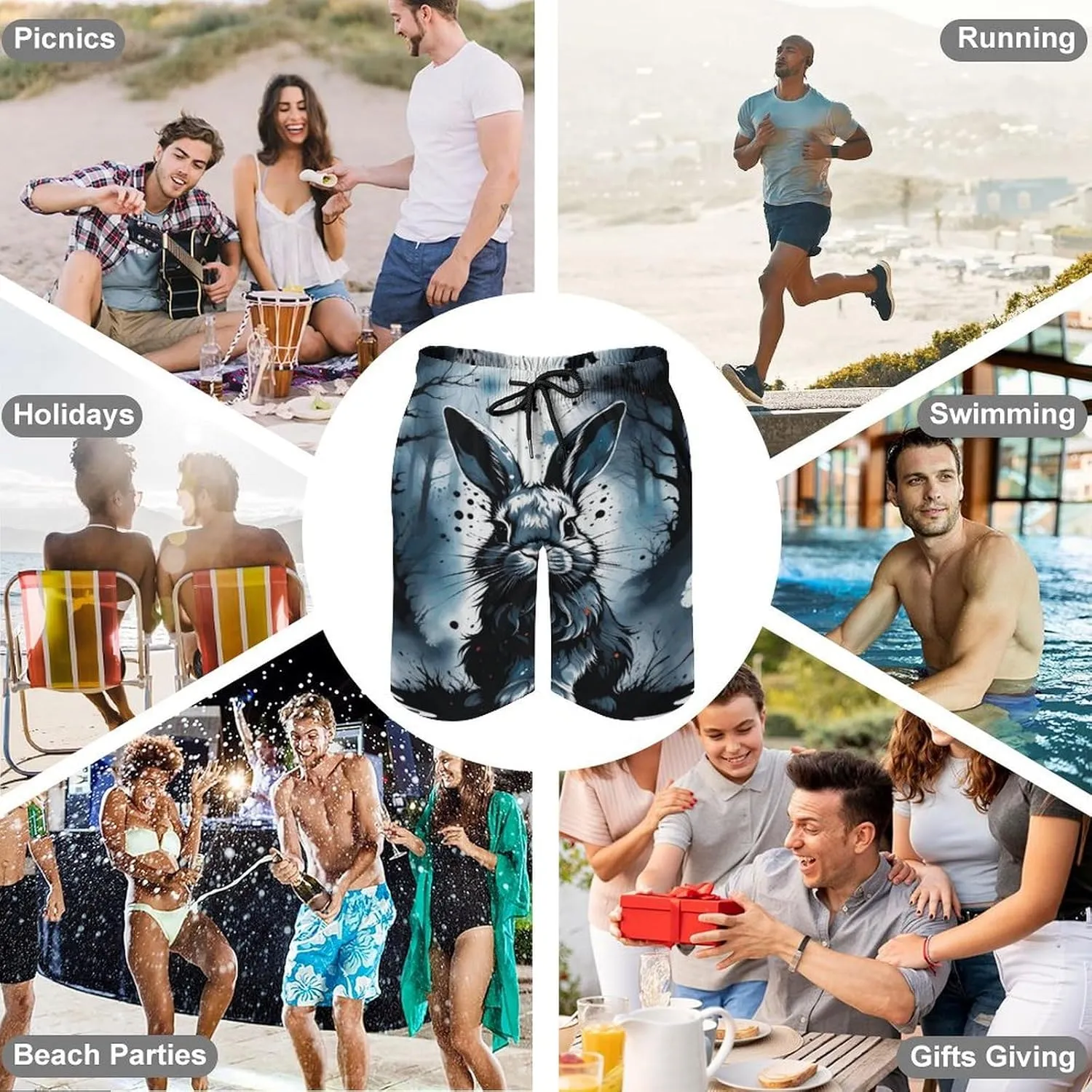 Men's Colorful Horses Swim Trunks Hawaiian Bathing Mesh Lining Suit Swimsuits Beach Shorts with Pockets Novelty