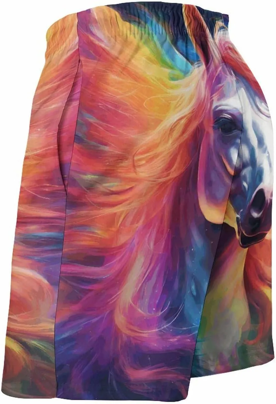 Men's Colorful Horses Swim Trunks Hawaiian Bathing Mesh Lining Suit Swimsuits Beach Shorts with Pockets Novelty