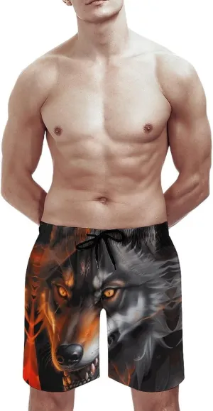 Men's Colorful Horses Swim Trunks Hawaiian Bathing Mesh Lining Suit Swimsuits Beach Shorts with Pockets Novelty