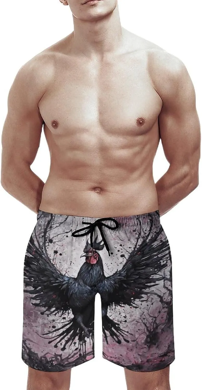 Men's Colorful Horses Swim Trunks Hawaiian Bathing Mesh Lining Suit Swimsuits Beach Shorts with Pockets Novelty