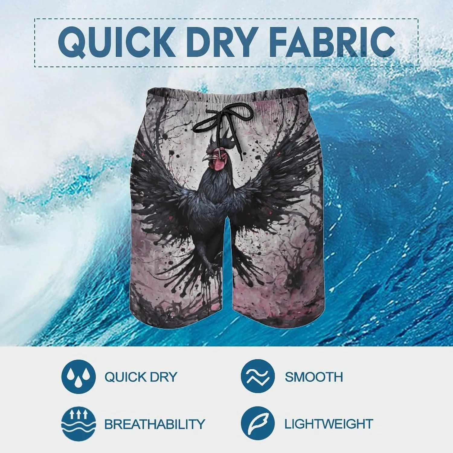 Men's Colorful Horses Swim Trunks Hawaiian Bathing Mesh Lining Suit Swimsuits Beach Shorts with Pockets Novelty