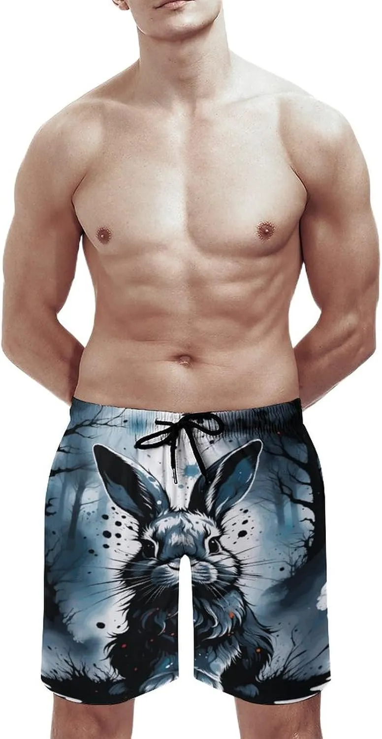 Men's Colorful Horses Swim Trunks Hawaiian Bathing Mesh Lining Suit Swimsuits Beach Shorts with Pockets Novelty