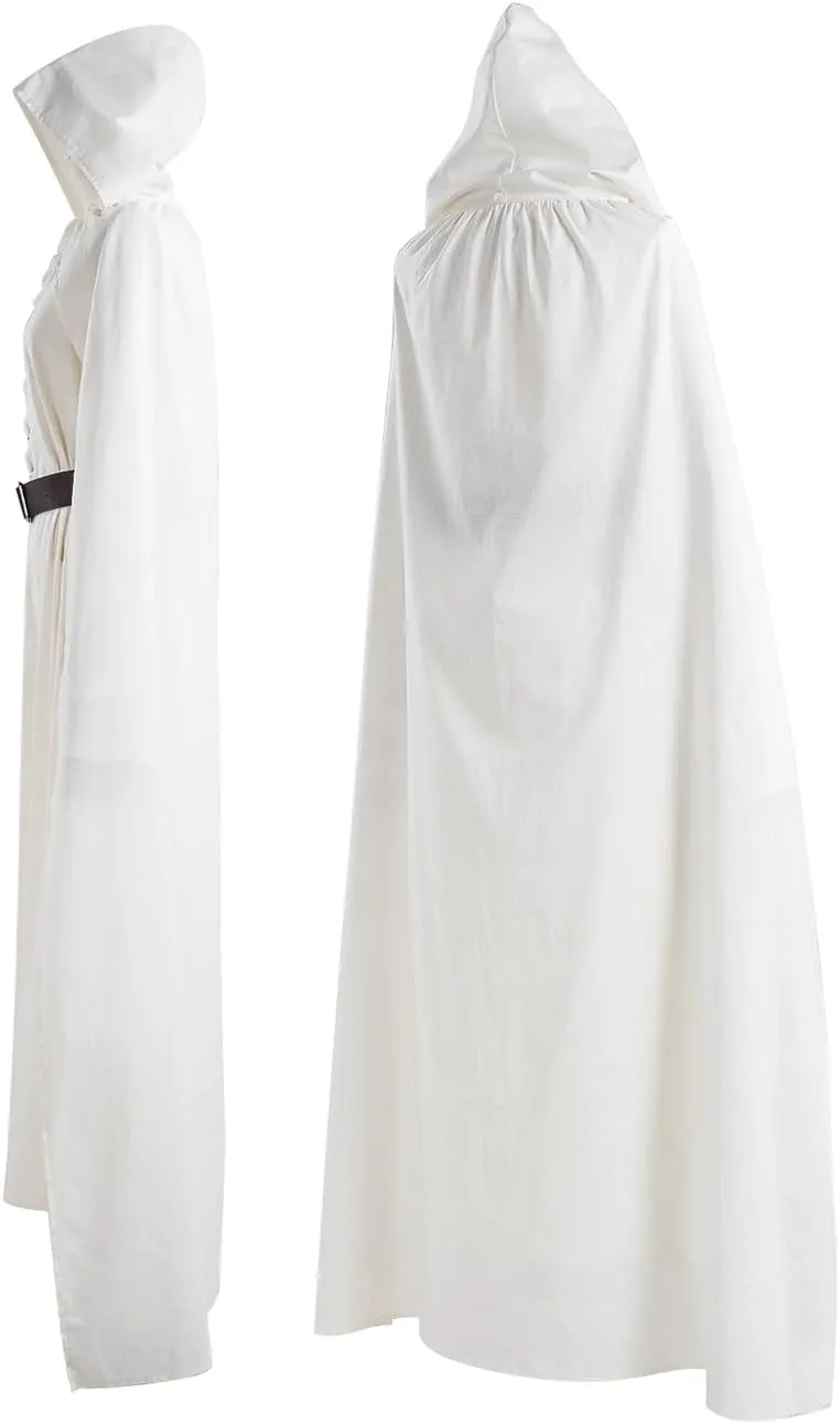 Mens Gandalf Cosplay Costume Rings Wizard Cloak Suit Halloween Outfits Hooded Robe Tunic Dress Hat Belt