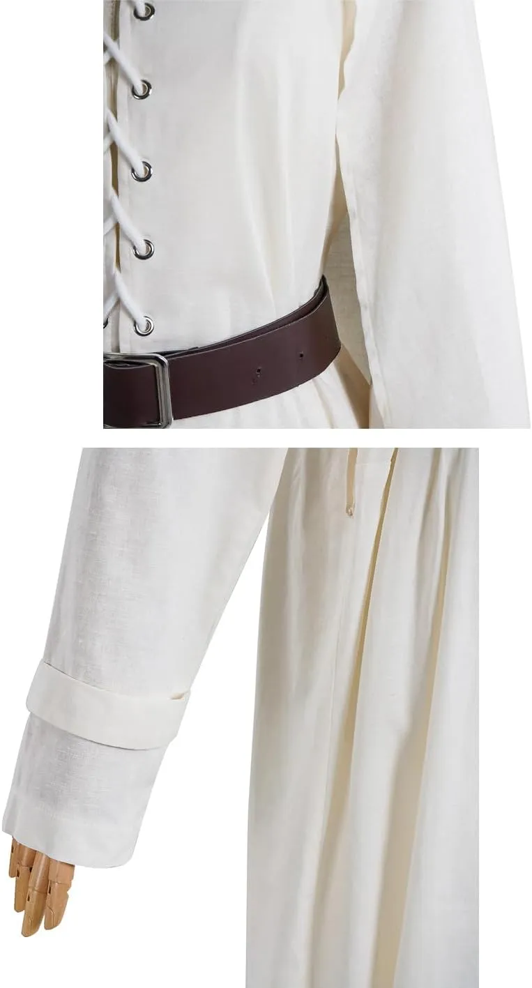 Mens Gandalf Cosplay Costume Rings Wizard Cloak Suit Halloween Outfits Hooded Robe Tunic Dress Hat Belt