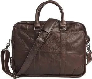 Men's Leather 15.6" Laptop Business Briefcase Shoulder Tote Bag Portfolio Satchel Lawyers Briefcases for Men (Color : Brown, Size : 30 * 40 * 9cm)