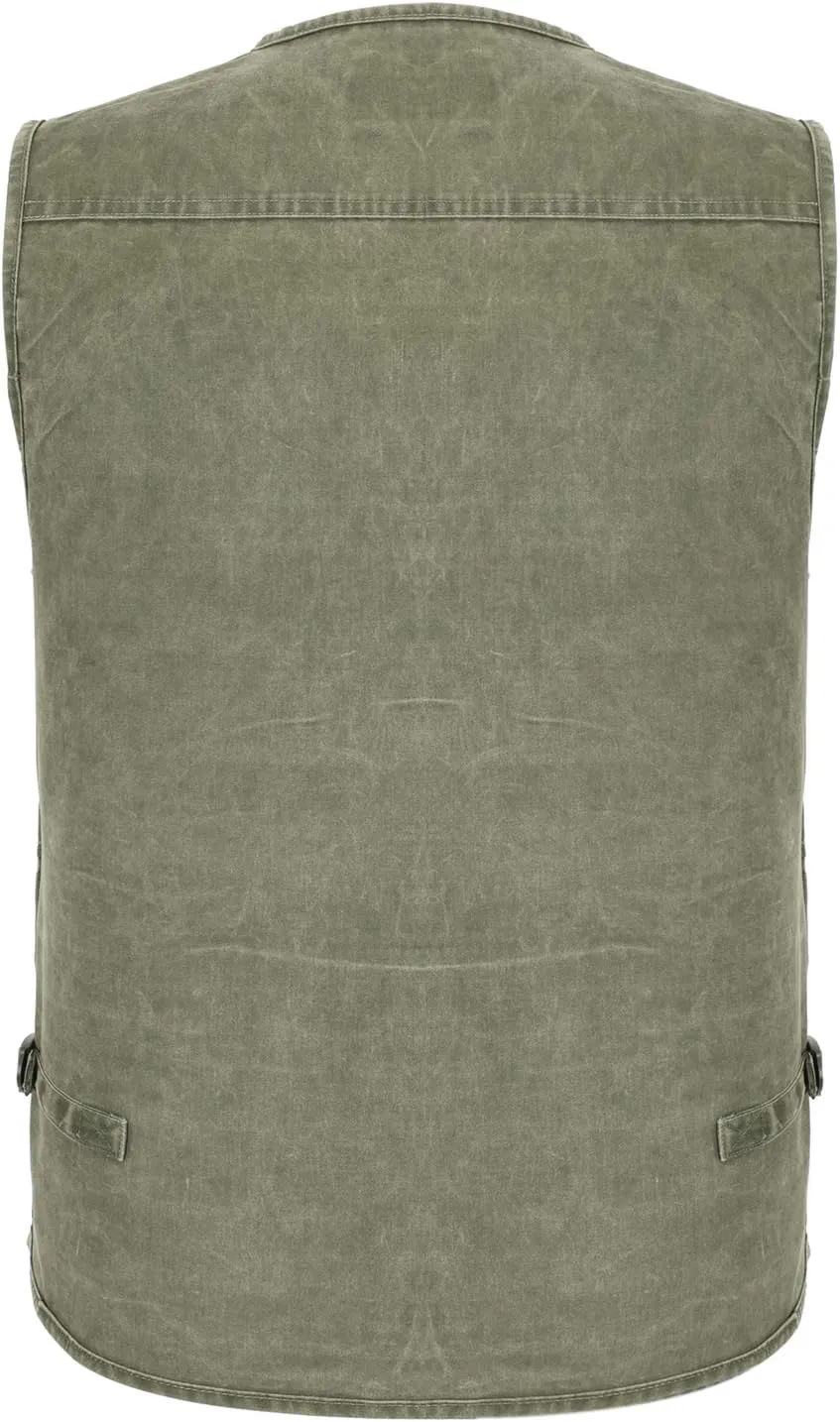 Mens Safari Travel Photo Vest Outdoor Fishing Multi Pocket Jacket Beige