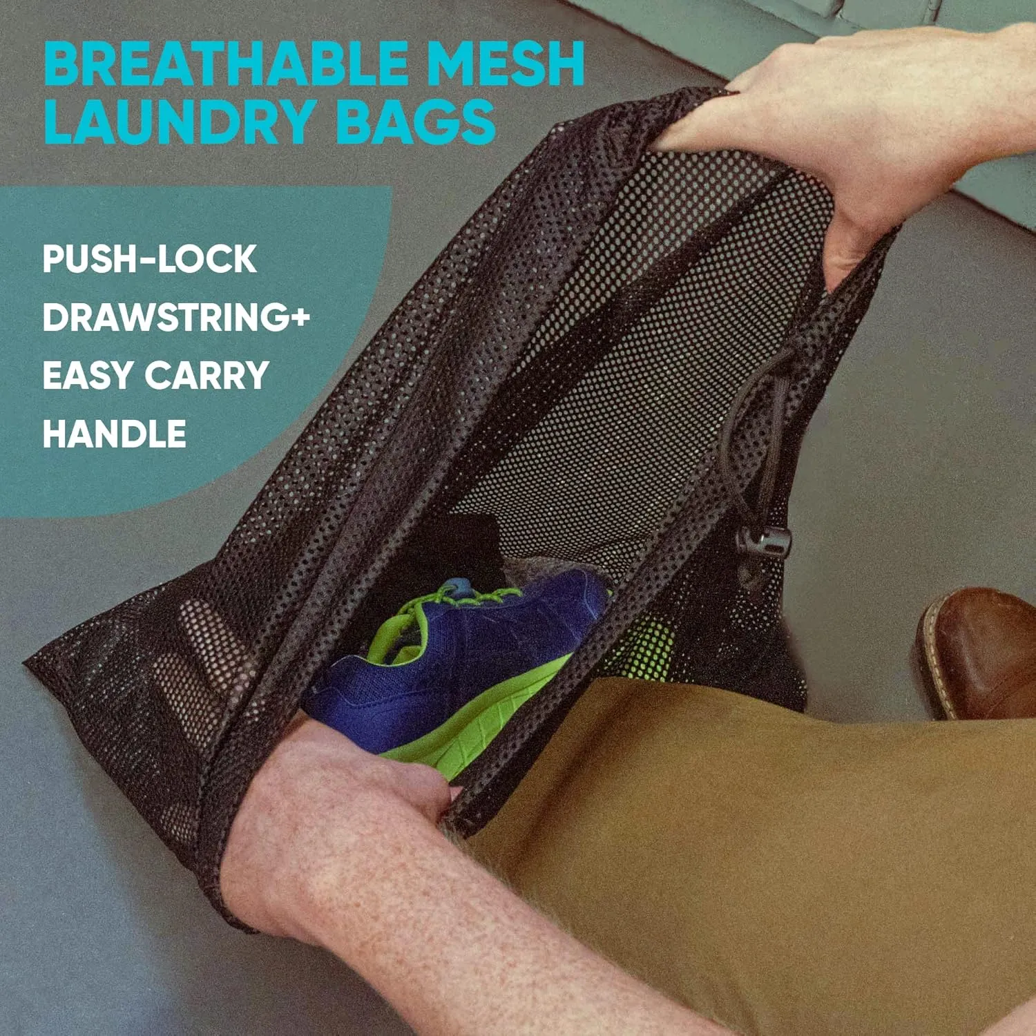 Mesh Laundry Bag with Drawstring Closure  Heavy-Duty Yet Lightweight  Extra Large 24x36 Size  Travel Friendly  for Travel Camp Home College Dorm Dirty Cloth  3Pcs (Black, Grey, White)