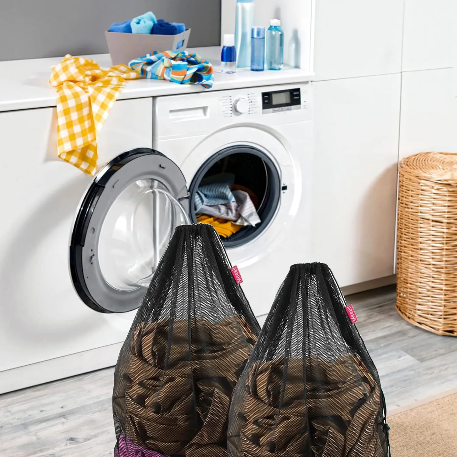 Mesh Laundry Bag with Drawstring Closure  Heavy-Duty Yet Lightweight  Extra Large 24x36 Size  Travel Friendly  for Travel Camp Home College Dorm Dirty Cloth  3Pcs (Black, Grey, White)