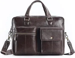 Messenger Bag, Men's Briefcase Genuine Leather Bag Fashion Large Capacity Business Male Shoulder Bags Laptop Bag (Color : A, Size : 14.6x11x4.7 inches)