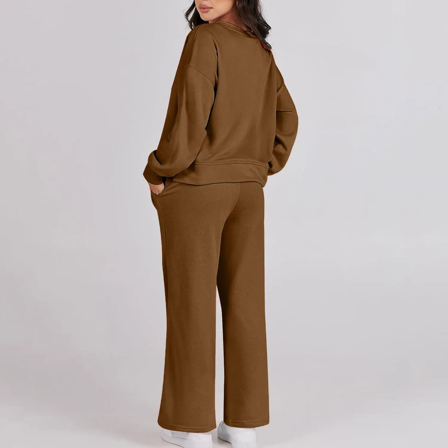 Miyaomn Casual Solid Cargo Trackpants for Women Athletic Loose Drawstring High Waisted Open Bottom Joggers with Flap Pockets
