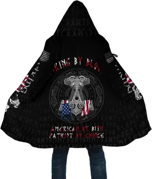 Mjlnir 3D Men's outdoor windproof jacket Viking Tattoo lambswool cotton padded Mid-length winter hooded parka Coats (Color : American Thor's Hammer, Size : XX-Large)