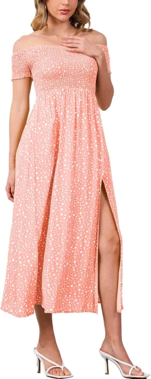 Moss Rose Womens Boho Maxi Dresses Summer Off Shoulder Cap Sleeve Flowy Swing Casual Long Dress