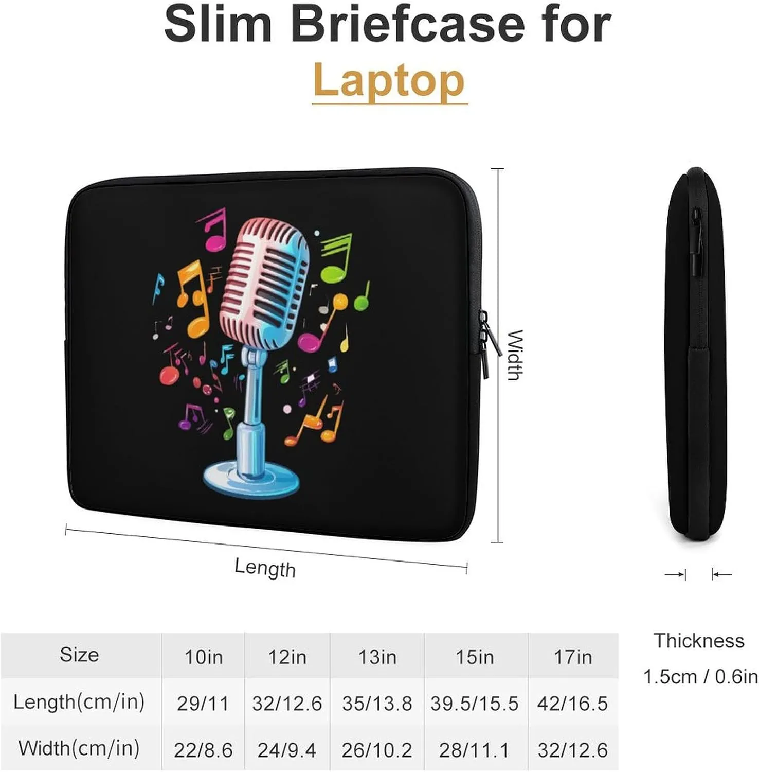 Music Microphone Laptop Case Sleeve Bag 12inch Durable Shockproof Protective Computer Carrying Cover Briefcase