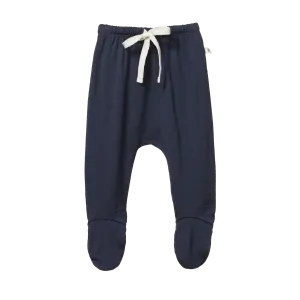 Nature Baby Merino Essential Footed Rompers - Navy