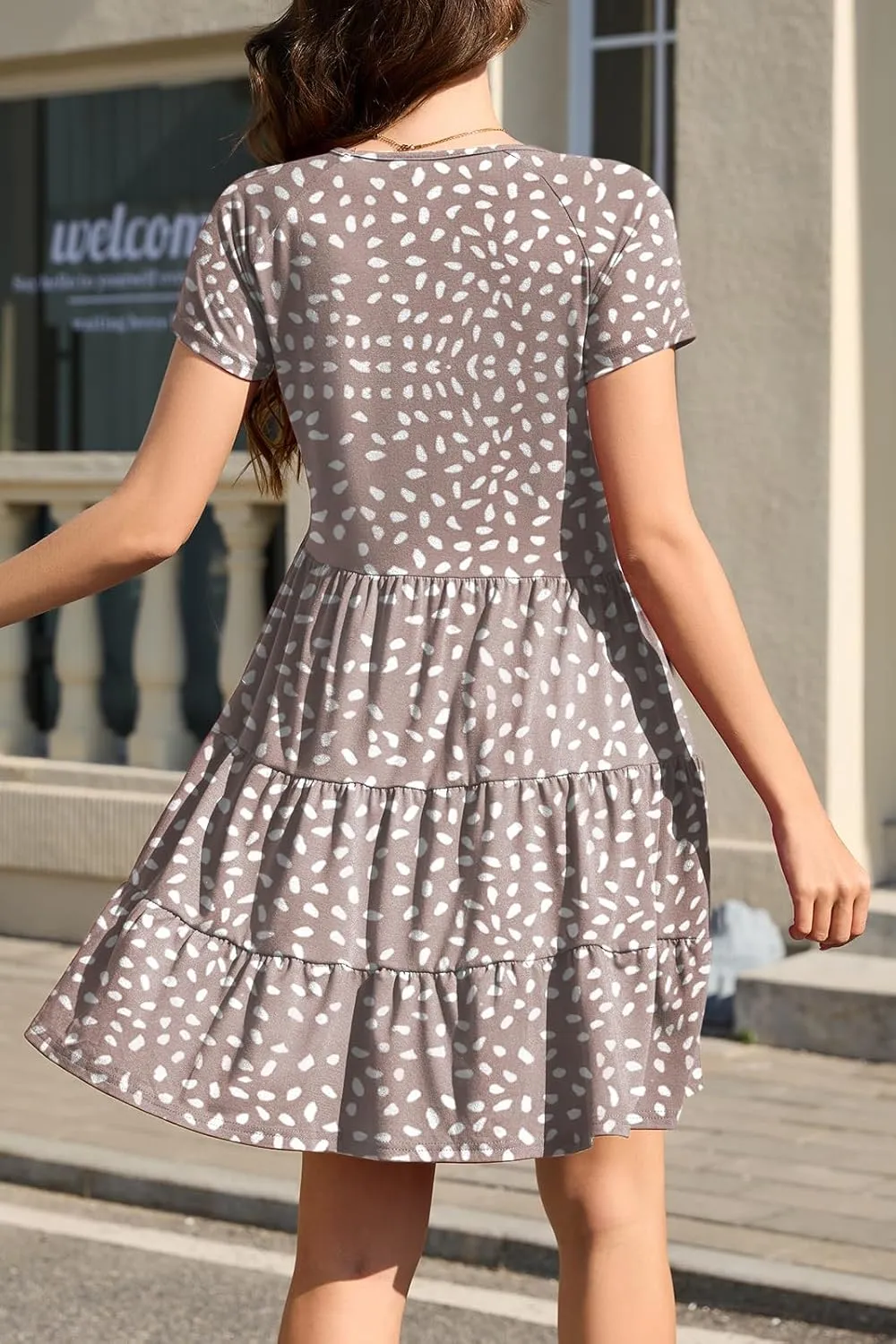nclook Womens Summer Casual Dress Sweet Cute V Neck Mini Dress with Pocket Short Sleeve