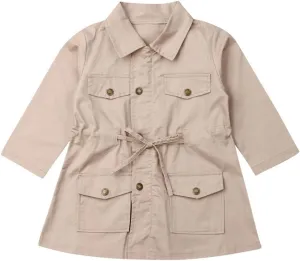Newborn Baby Girl Fall Clothes Trench Coat Jacket Windbreaker Outwear Outfit (Khaki Trench Coat,2-3t)