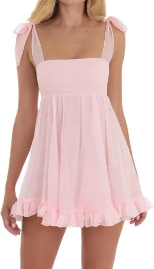 NUFIWI 2025 Bow Tie Graduation Mini Dress for Women Square Neck Tiered Flowy A Line Mini Dresses Sleeveless Flare Sundress