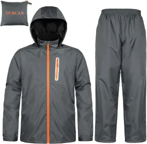 Ourcan Rain Suits for Man Women Waterproof Lightweight Rain Gear Rain Coats Breathable Jacket Pants for Golf, Fishing,Hiking