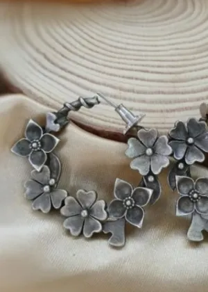 Oxidised flower earrings