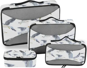 Packing Cubes for Travel 4 Set Seagulls Farm Animal Luggage Set Suitcase Organizer Bags Mesh Accessories Storage Pouch Toiletry Packing Cubes