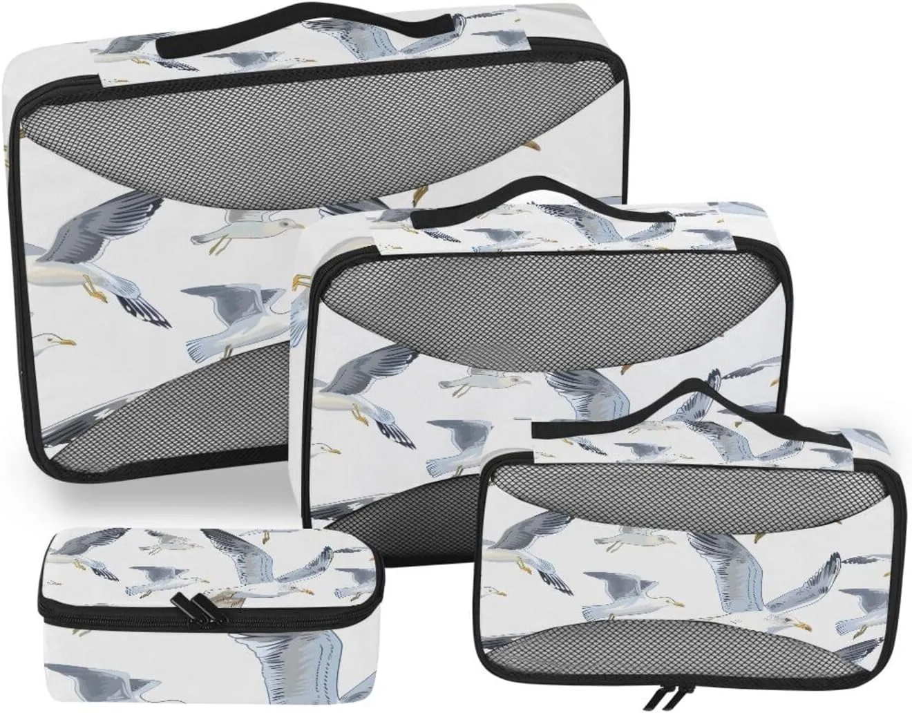 Packing Cubes for Travel 4 Set Seagulls Farm Animal Luggage Set Suitcase Organizer Bags Mesh Accessories Storage Pouch Toiletry Packing Cubes